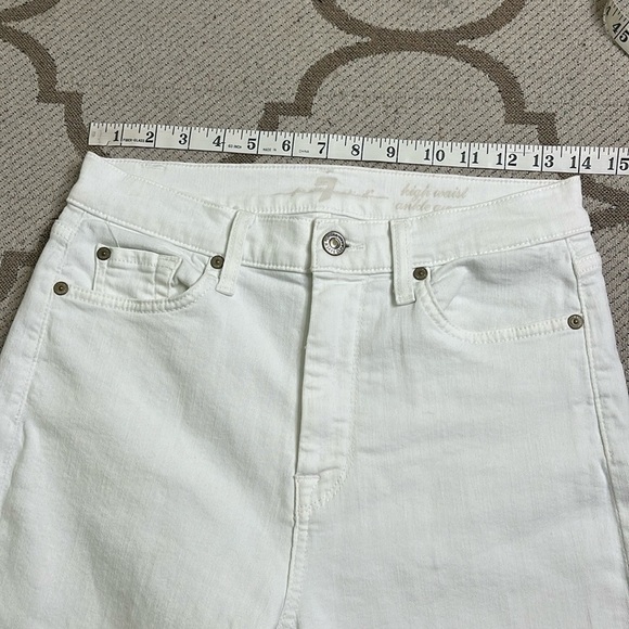 7 For All Mankind White high waisted ankle gwenevere Denim Jeans fray hems - Picture 10 of 17